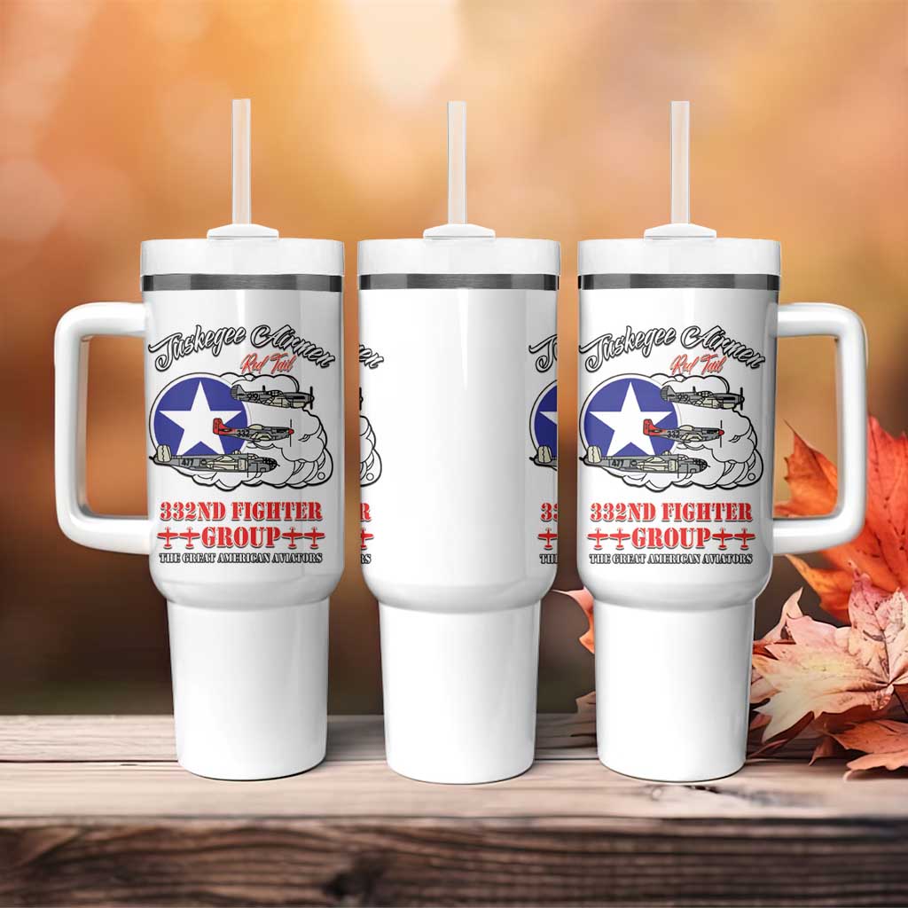 African American Aviators WWII Tumbler With Handle Tuskegee Red Tails Airmen White - African Pride