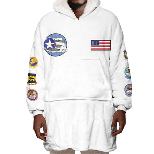African American Aviators WWII Wearable Blanket Hoodie Tuskegee Red Tails Airmen White - African Pride