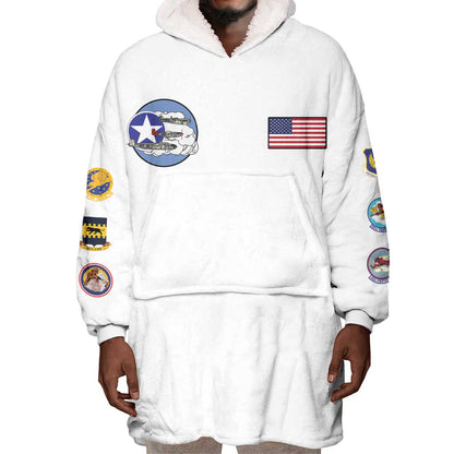 African American Aviators WWII Wearable Blanket Hoodie Tuskegee Red Tails Airmen White - African Pride