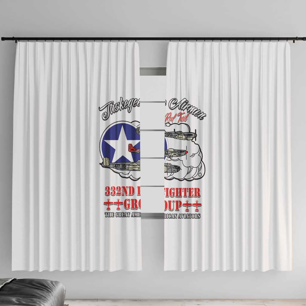 African American Aviators WWII Window Curtain Tuskegee Red Tails Airmen White - African Pride