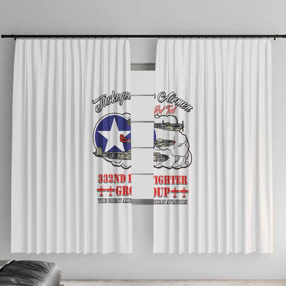African American Aviators WWII Window Curtain Tuskegee Red Tails Airmen White - African Pride