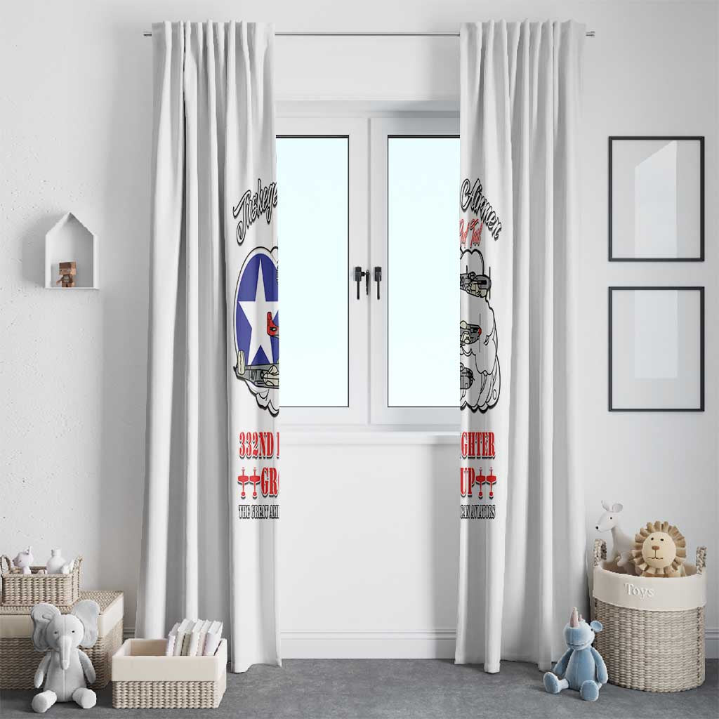 African American Aviators WWII Window Curtain Tuskegee Red Tails Airmen White - African Pride