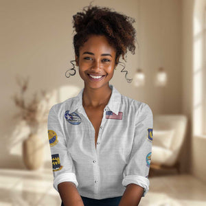 African American Aviators WWII Women Casual Shirt Tuskegee Red Tails Airmen White - African Pride