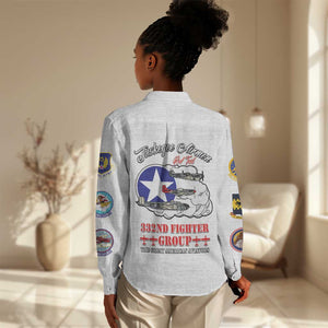 African American Aviators WWII Women Casual Shirt Tuskegee Red Tails Airmen White - African Pride