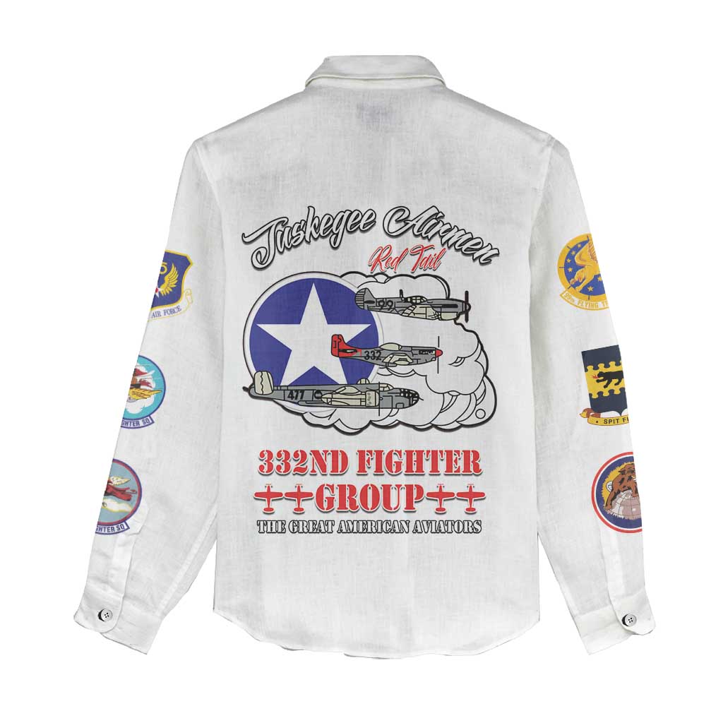 African American Aviators WWII Women Casual Shirt Tuskegee Red Tails Airmen White - African Pride