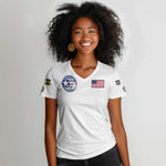 African American Aviators WWII Women V-Neck T-Shirt Tuskegee Red Tails Airmen White - African Pride