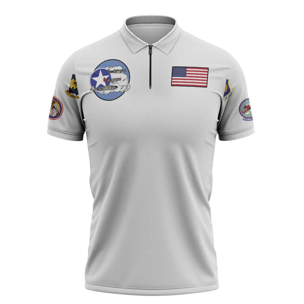 Tuskegee Airmen WWII Heroes Zipper Polo Shirt The Great American Aviators White Art