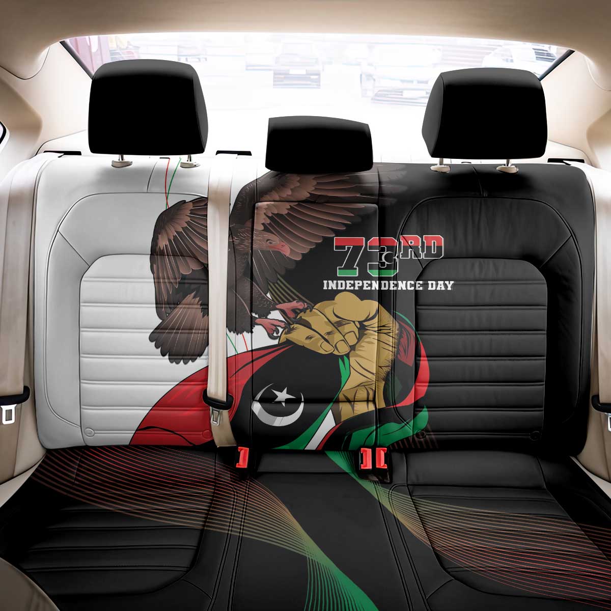 Afro Libya Back Car Seat Cover Arabian Eagle - Independence Day