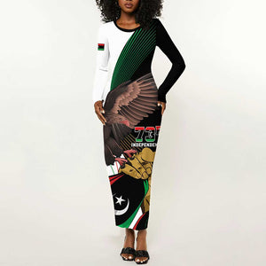 Afro Libya Long Sleeve Bodycon Dress Arabian Eagle - Independence Day LT15