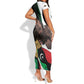 Afro Libya Short Sleeve Bodycon Dress Arabian Eagle - Independence Day LT15