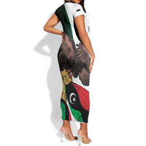 Afro Libya Short Sleeve Bodycon Dress Arabian Eagle - Independence Day LT15