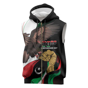 Afro Libya Sleeveless Zip Hoodie Arabian Eagle - Independence Day - African Pride