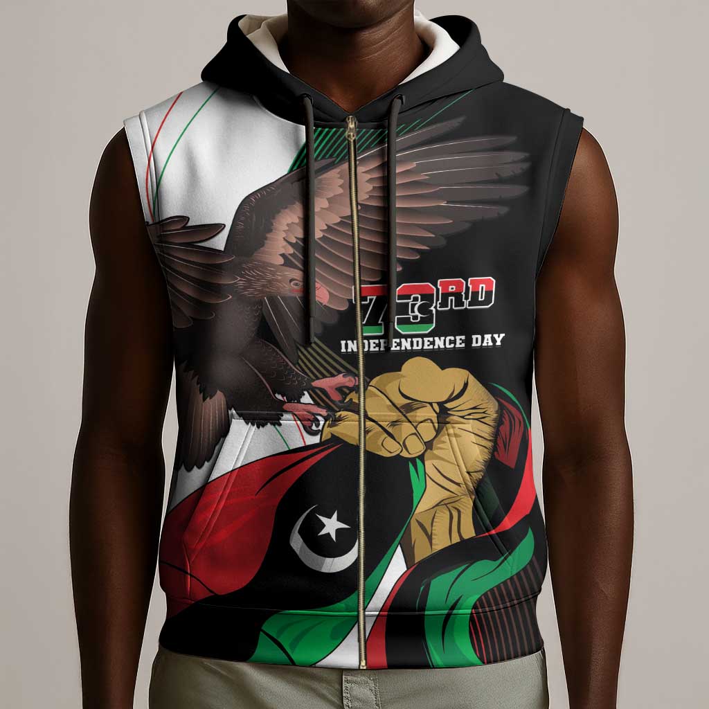 Afro Libya Sleeveless Zip Hoodie Arabian Eagle - Independence Day - African Pride