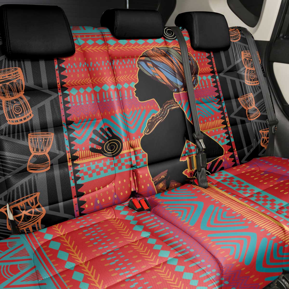 African Women Back Car Seat Cover Ethnic Pattern