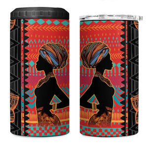 African Women 4 in 1 Can Cooler Tumbler Ethnic Pattern