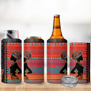 African Women 4 in 1 Can Cooler Tumbler Ethnic Pattern