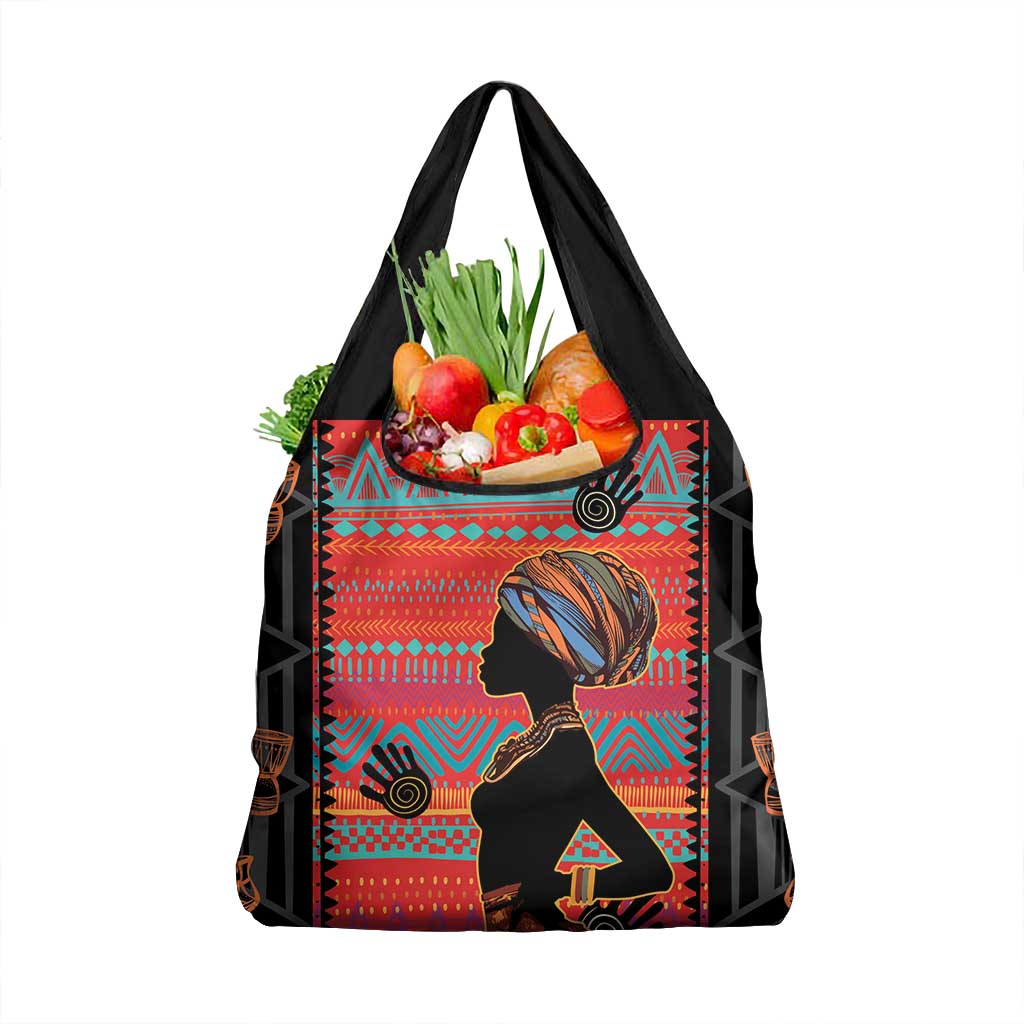 African Women Grocery Bag Ethnic Pattern