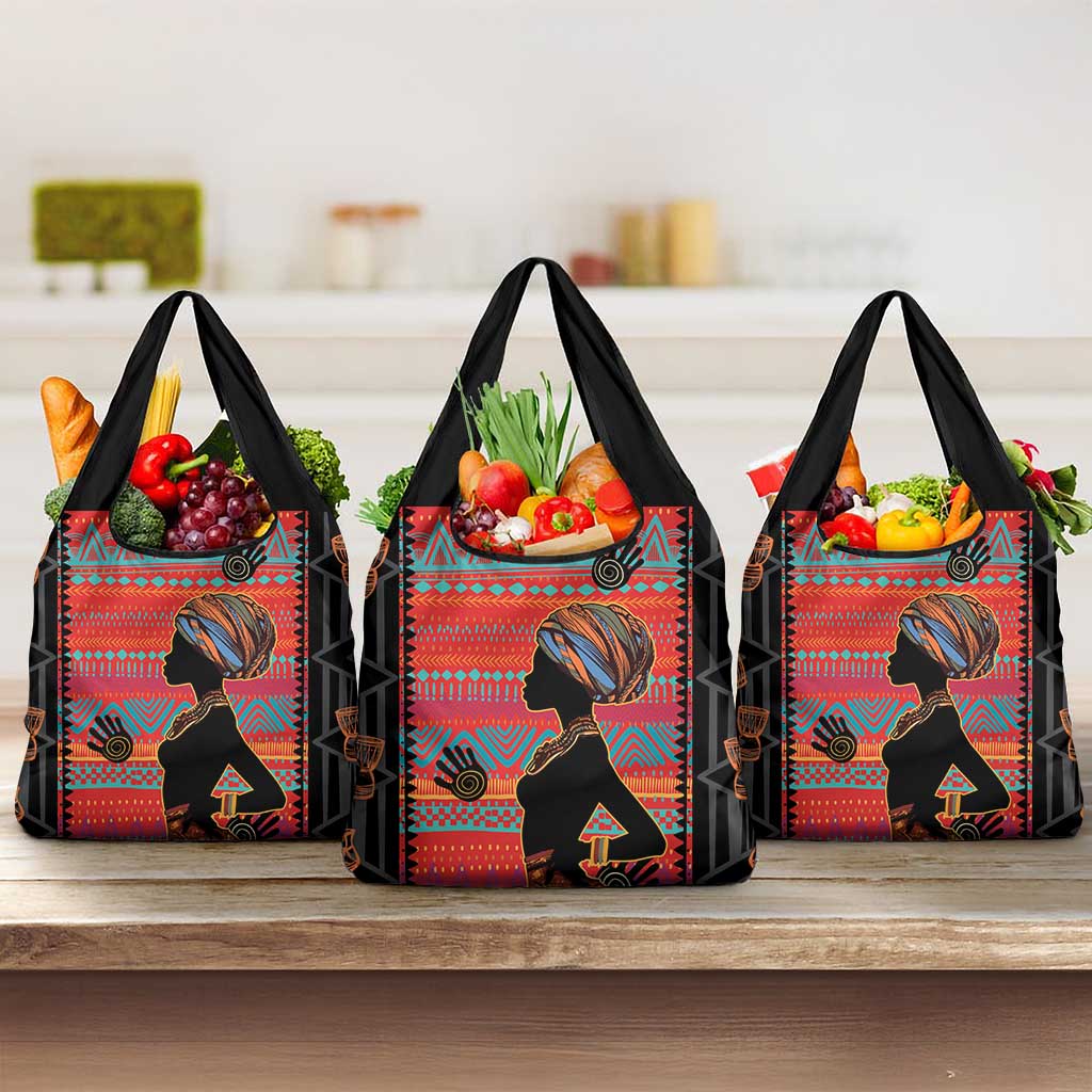 African Women Grocery Bag Ethnic Pattern
