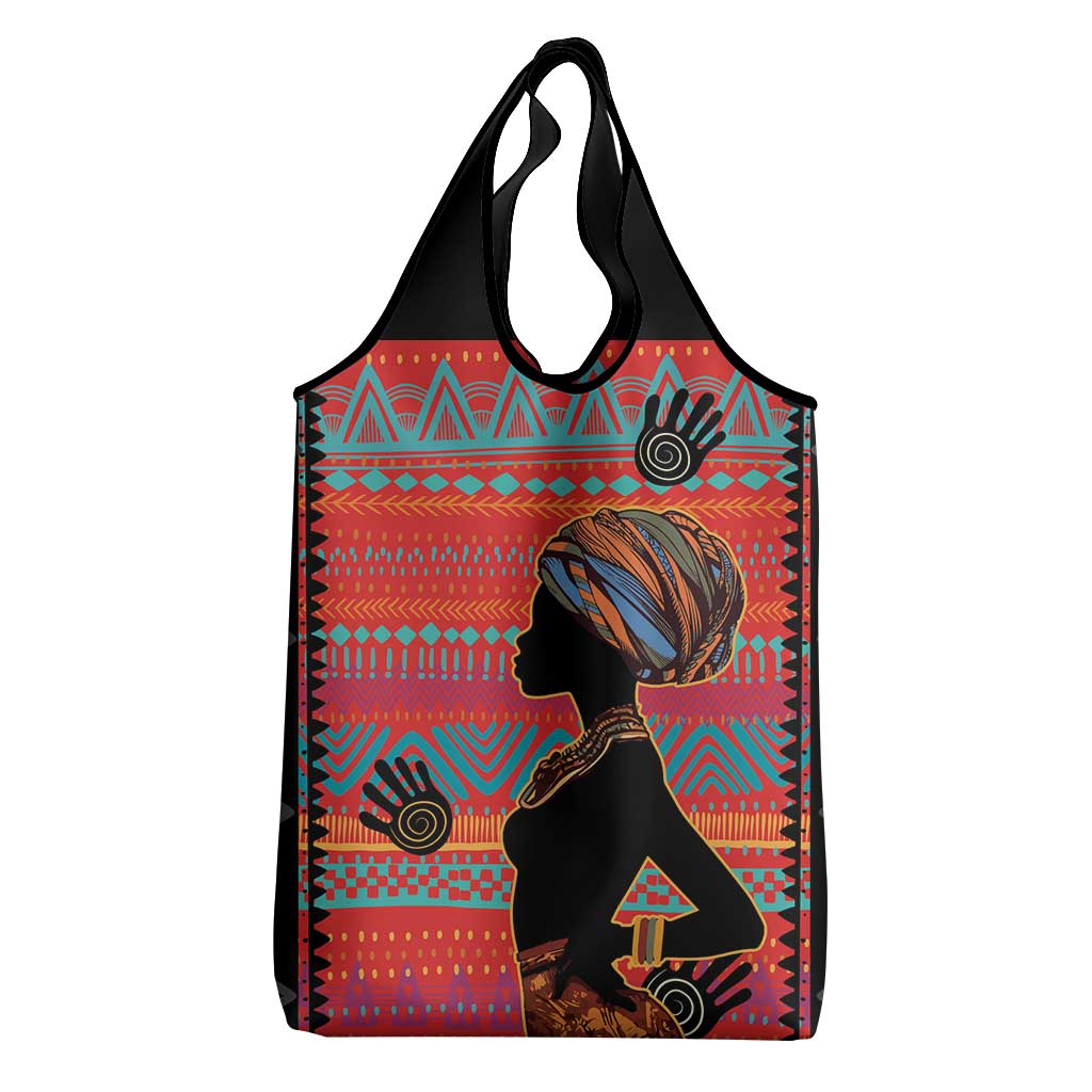 African Women Grocery Bag Ethnic Pattern
