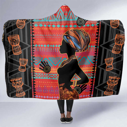 African Women Hooded Blanket Ethnic Pattern