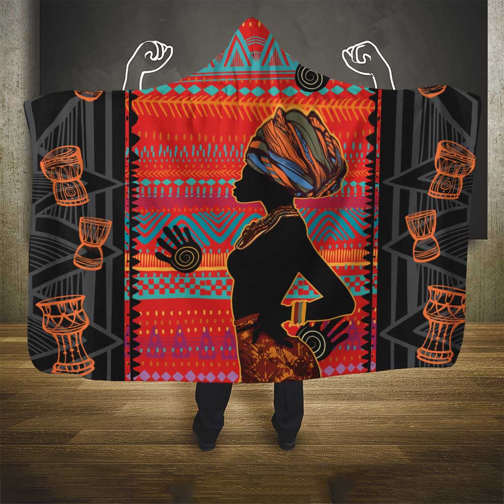 African Women Hooded Blanket Ethnic Pattern