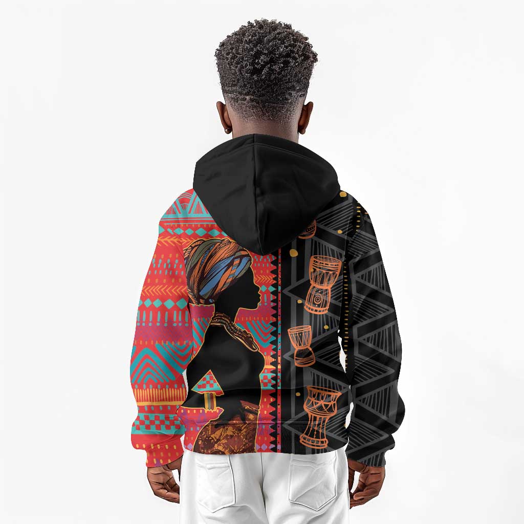 African Women Kid Hoodie Ethnic Pattern