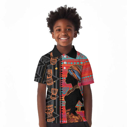 African Women Kid Polo Shirt Ethnic Pattern