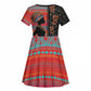 African Women Kid Short Sleeve Dress Ethnic Pattern