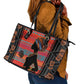 African Women Leather Tote Bag Ethnic Pattern