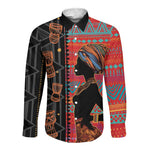 African Women Long Sleeve Button Shirt Ethnic Pattern
