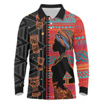 African Women Long Sleeve Polo Shirt Ethnic Pattern