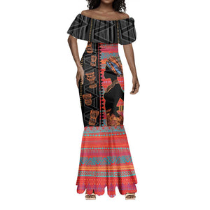 African Women Mermaid Dress Ethnic Pattern