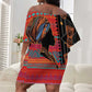 African Women Off Shoulder Short Dress Ethnic Pattern