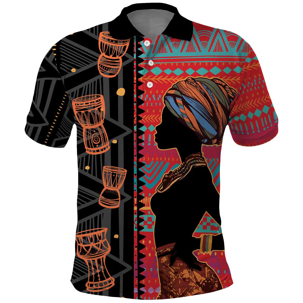 African Women Polo Shirt Ethnic Pattern