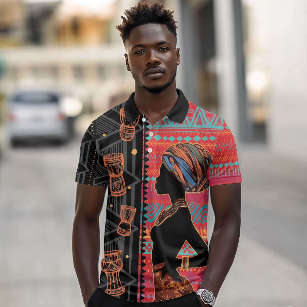 African Women Polo Shirt Ethnic Pattern