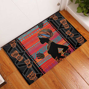 African Women Rubber Doormat Ethnic Pattern