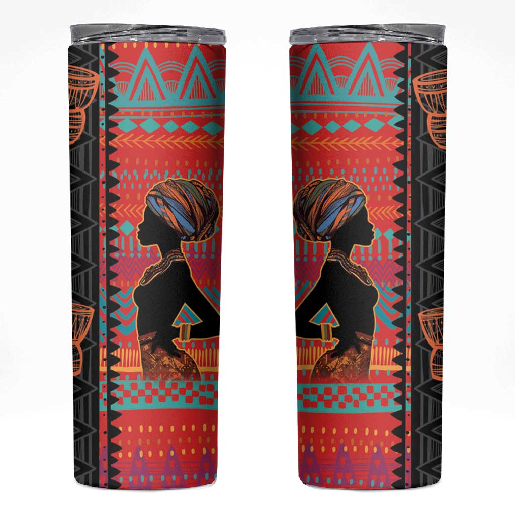 African Women Skinny Tumbler Ethnic Pattern