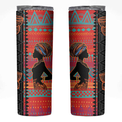 African Women Skinny Tumbler Ethnic Pattern