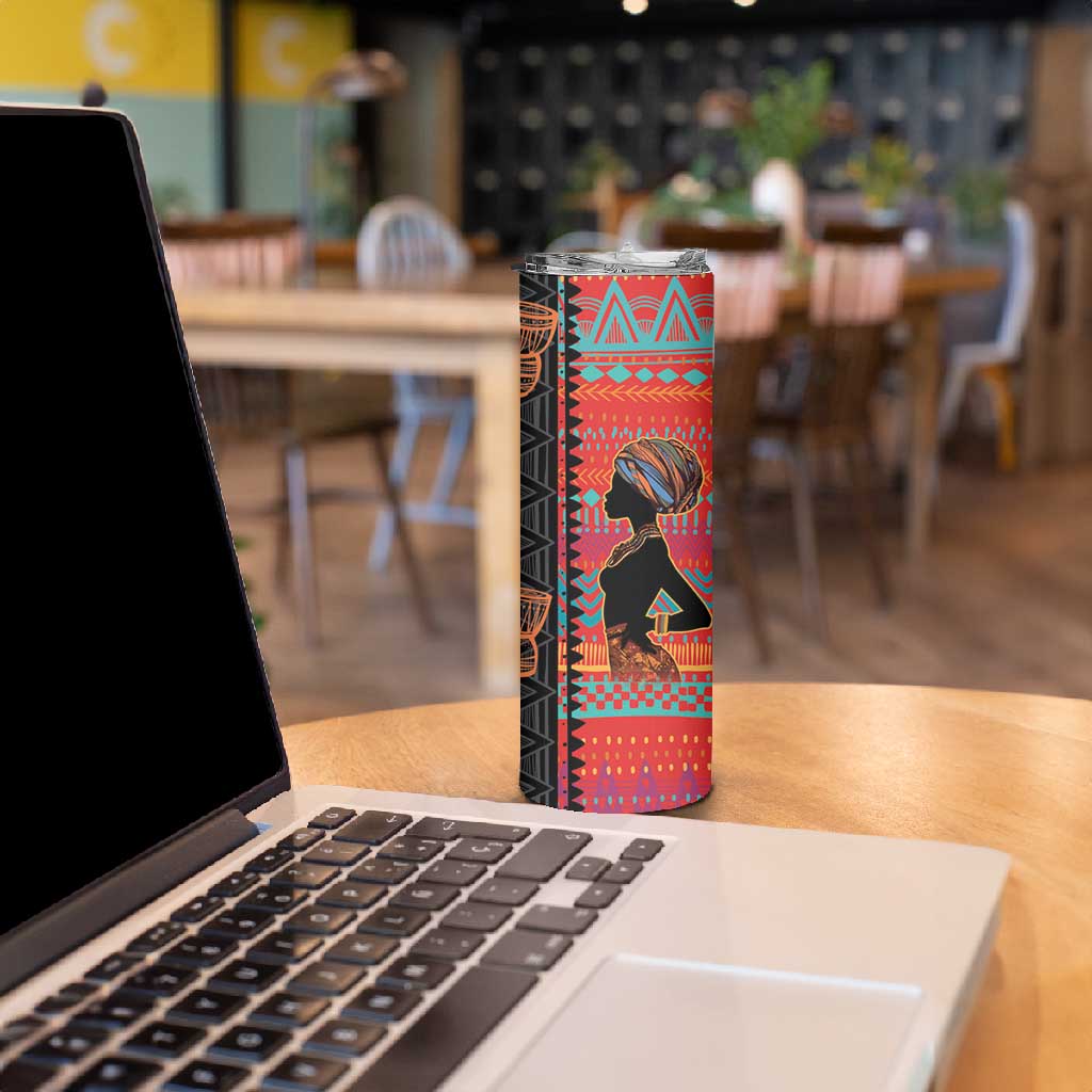 African Women Skinny Tumbler Ethnic Pattern