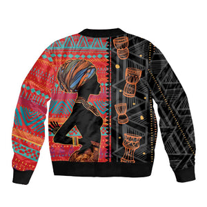 African Women Sleeve Zip Bomber Jacket Ethnic Pattern