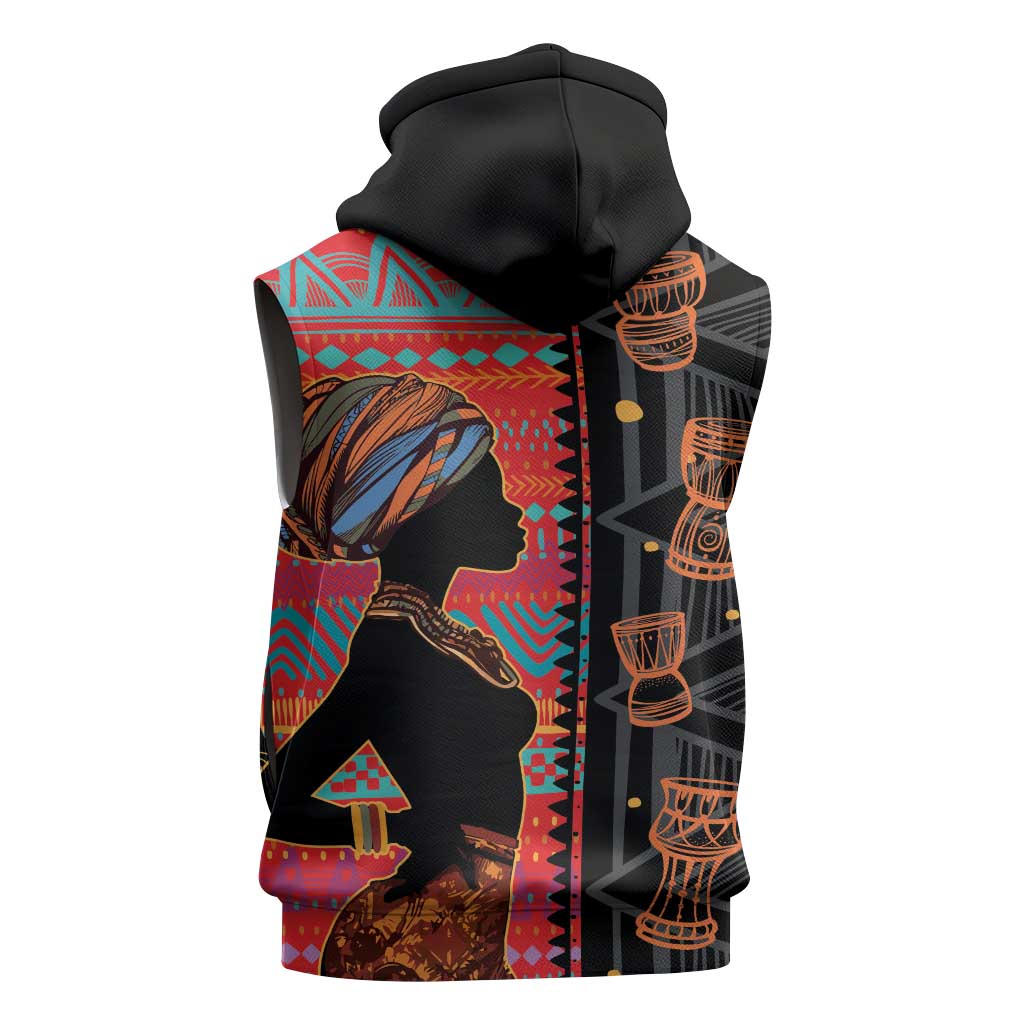 African Women Sleeveless Hoodie Ethnic Pattern - African Pride
