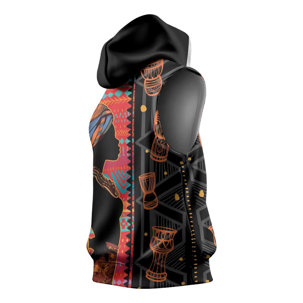 African Women Sleeveless Hoodie Ethnic Pattern - African Pride
