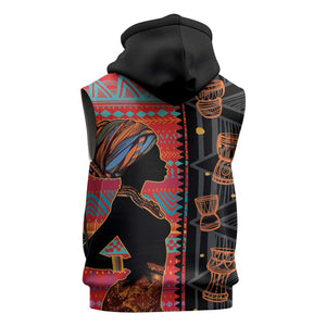 African Women Sleeveless Zip Hoodie Ethnic Pattern - African Pride