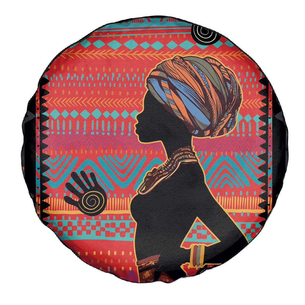 African Women Spare Tire Cover Ethnic Pattern