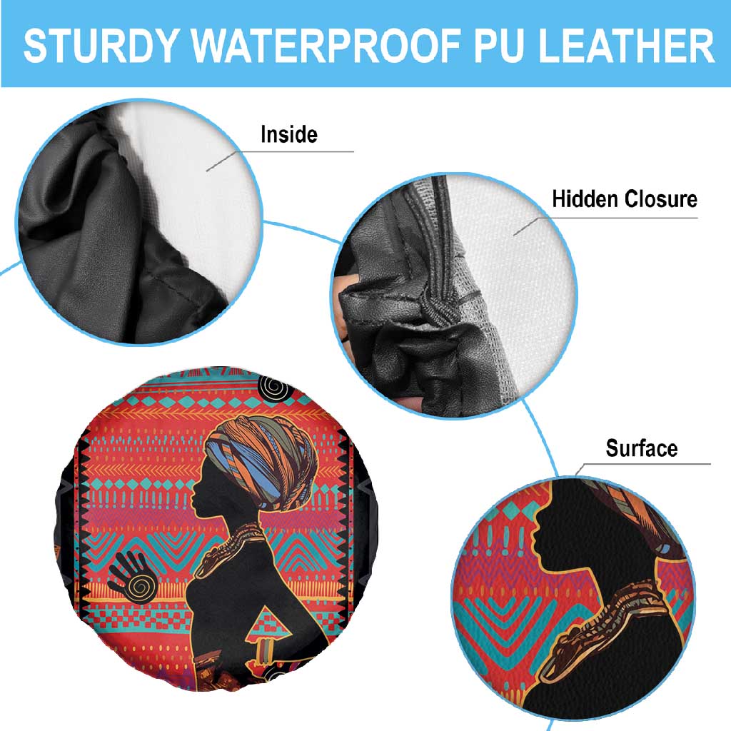 African Women Spare Tire Cover Ethnic Pattern