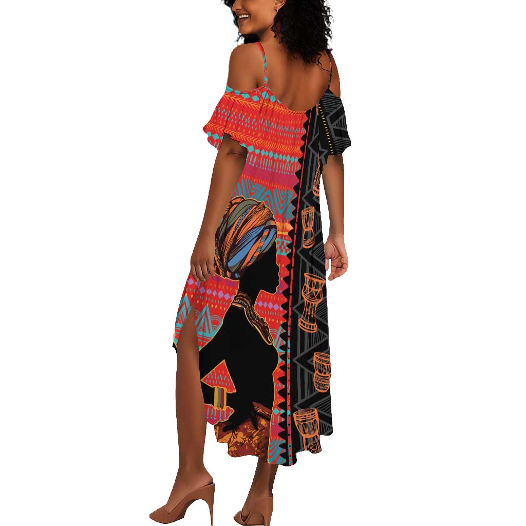 African Women Summer Maxi Dress Ethnic Pattern