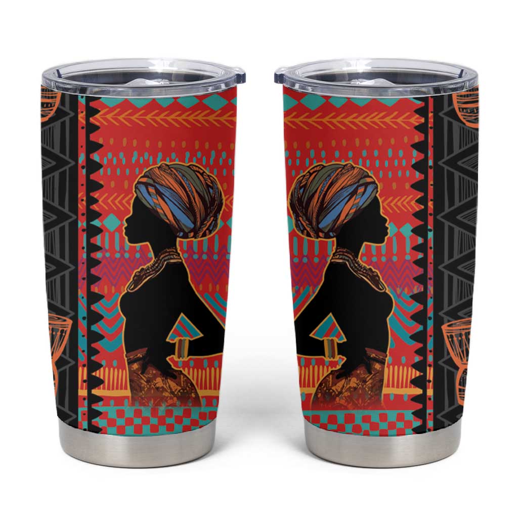 African Women Tumbler Cup Ethnic Pattern