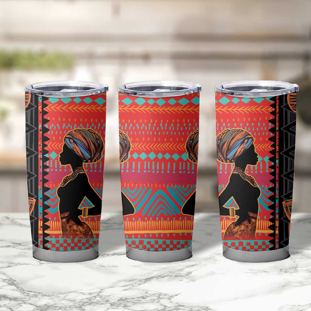 African Women Tumbler Cup Ethnic Pattern
