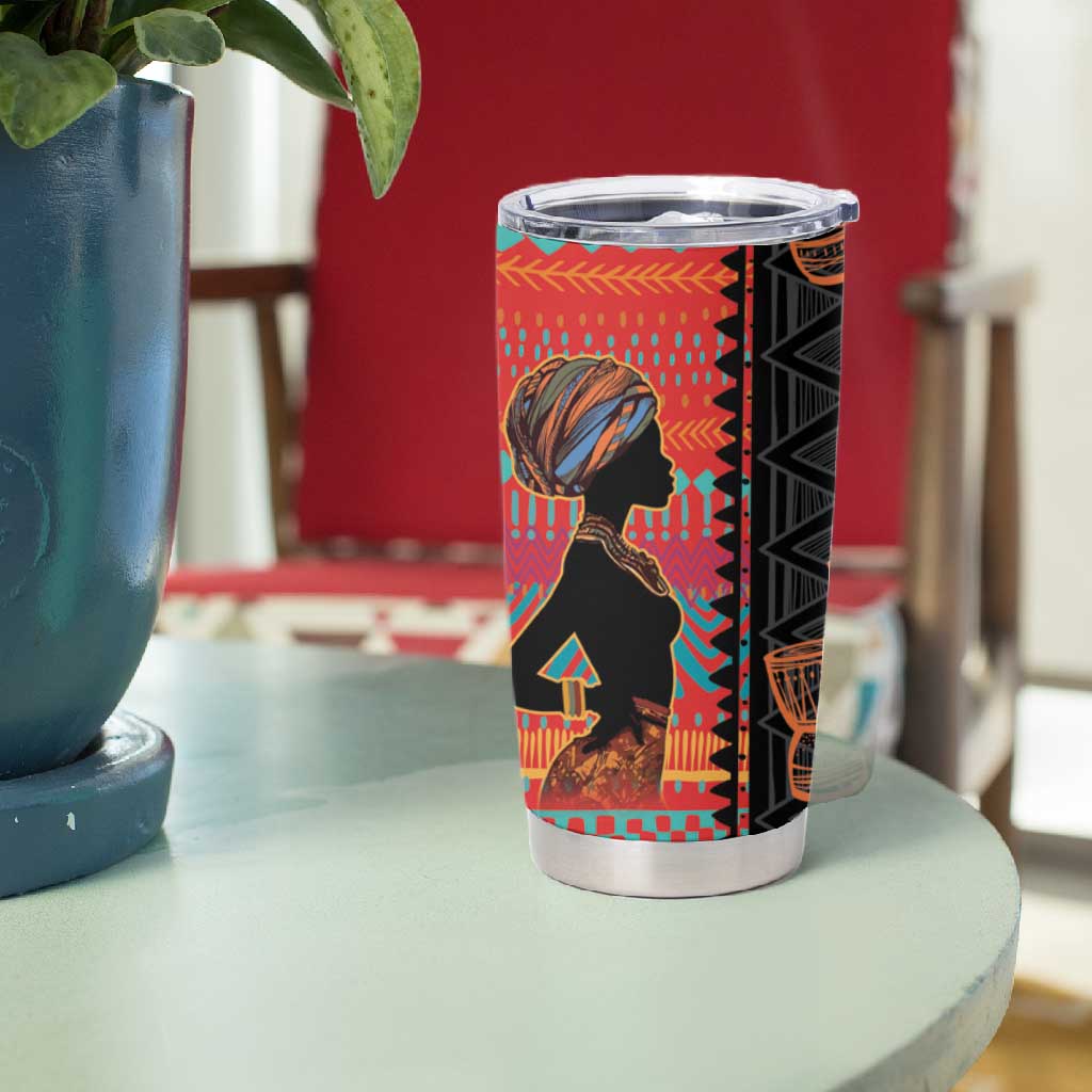 African Women Tumbler Cup Ethnic Pattern