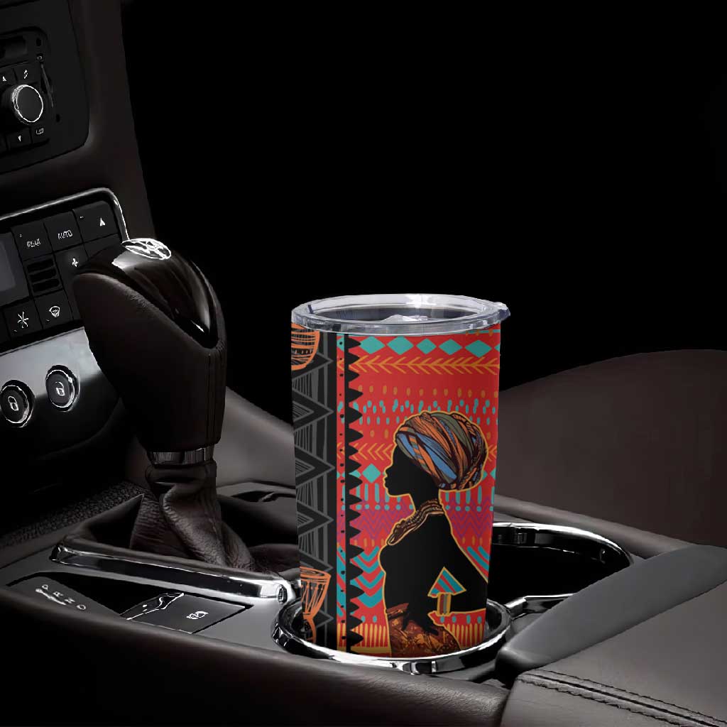 African Women Tumbler Cup Ethnic Pattern